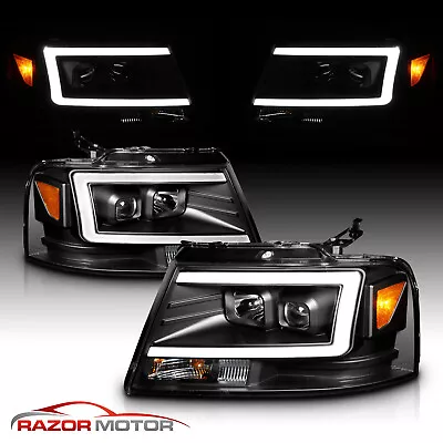 [LED Light Bar ] 2004-2008 Ford F150 Black Housing Projector Headlights LED • $225.83