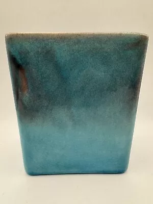 Vintage Aqua Blue Pink Rectangular Art Studio Pottery Planter • $14.99