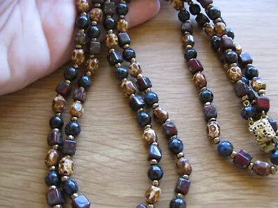 Vintage Double Strand Scottish Agate Glass Beaded Necklace • £12