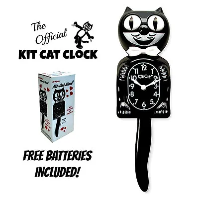 CLASSIC BLACK KIT CAT CLOCK 15.5  Free Battery USA MADE Official Kit-Cat Klock • $59.99