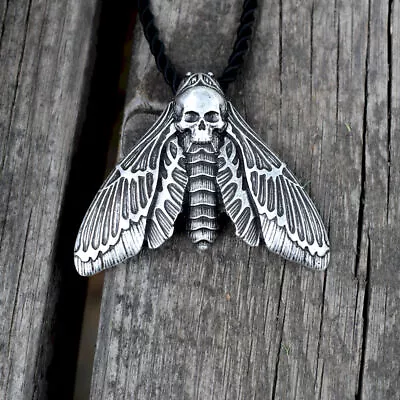 Moth Skull Pendant Necklace Devil Metal Jewelry Goth Punk Deaths Head Hawkmoth • $13.68