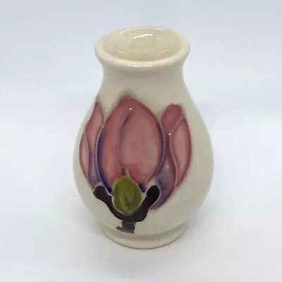 Vintage William Moorcroft Small Vase Floral Magnolia Tulip Glazed 4” Collector • $39.99