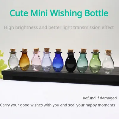 Mini Glass Bottles With Cork Stopper Drifting Bottles Small Wishing Bottle Jars • £4.78