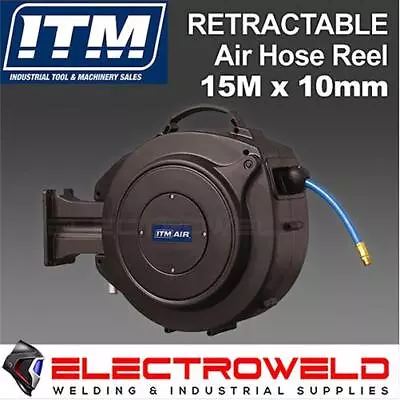 ITM Anti-Kink 15M Retractable Air Hose Reel Wall Mounted Compressor Polymer BSP • $170.95