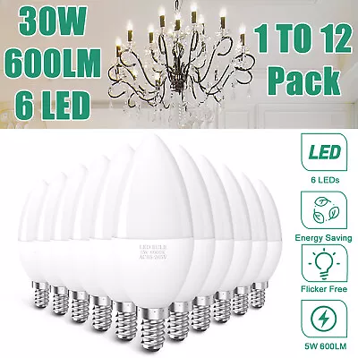 LED Candelabra Bulbs 5W EQ 30W E12 Ceiling Fan Light Bulbs 6000K White Daylight • $10.59