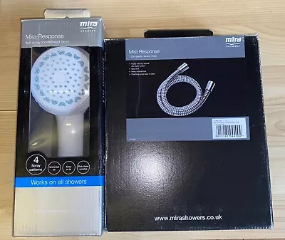 Mira Response ECO 4-Spray Shower Head White + Mira Response Hose 1.25m Both BNIB • £33.95