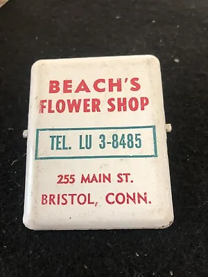 Vintage Beach’s Flower Shop Bristol CT Advertising Clip Old Phone Number • $4