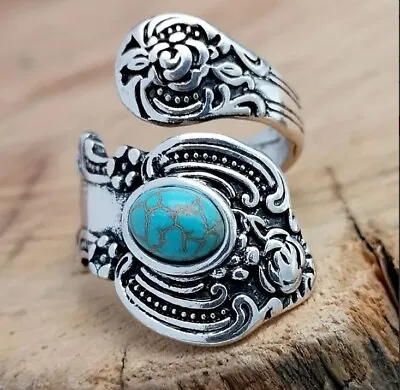 Vintage Turquoise Boho Style Spoon Ring Adjustable - Brand New - Free Shipping • $14.99