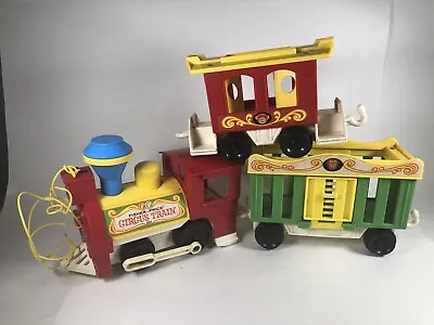 Vintage Fisher Price Toy Circus Train 1973 Green Red Engine Cars Little People • $16.99