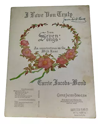 Vintage Sheet Music  I Love You Truly  Seven Songs Carrie Jacobs-Bond High Bflat • $7.87