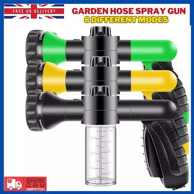 Garden Hose Spray Gun – High Pressure Garden Hose -  8 Mode Jet Wash Sprinkler • £8.99