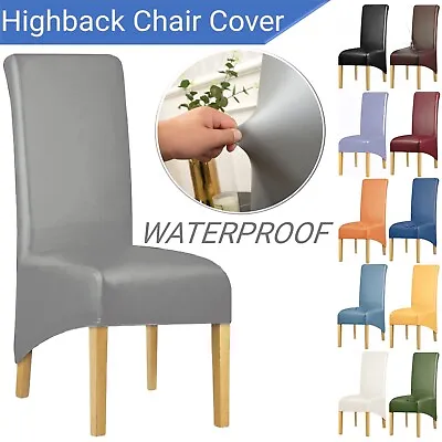Highback Stretch Dining Chair Covers Slipcover PU Leather Waterproof 1/4/6/8PCS • $13.29