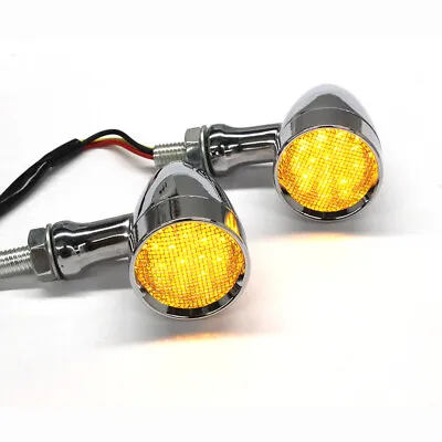 Chrome Motorcycle Bullet LED Turn Signal Amber Light Indicator For Harley Dyna • $19.06