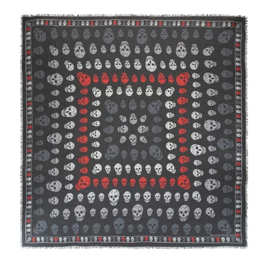 $410.11 • Buy Alexander McQueen Classic Biker Skull Print Scarf Black Red Modal 54  X 54  New