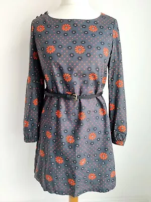 JAEGER BOUTIQUE Dress Grey Red Floral Sheath Cotton Size UK 10 • £16