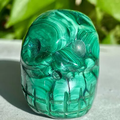 201G Natural Gemstone Malachite Quartz Crystal Skull Carved Healing Reiki Stone • $0.99