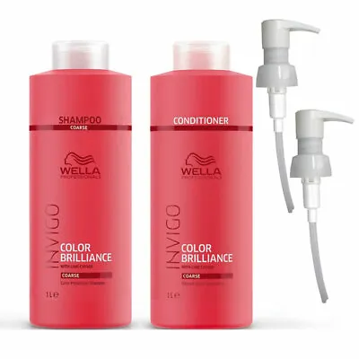 £37.95 • Buy Invigo Wella Brilliance Coarse/Thick Shampoo Conditioner Duo Litre Pack + Pumps