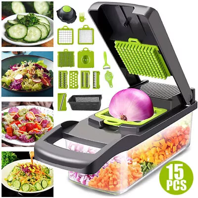 15-In-1 Vegetable Fruit Chopper Cutter Food Onion Veggie Dicer Slicer Kitchen S • $13.99