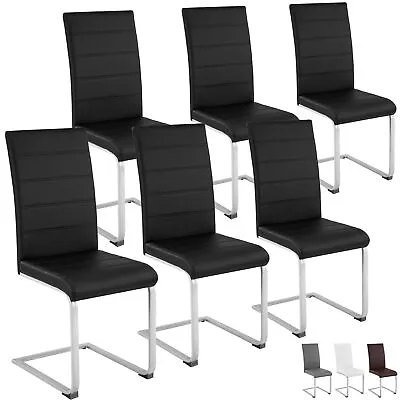 Cantilevered Chairs Set Of 6 | Modern Leatherette Office Table & Kitchen Dining • £285.99