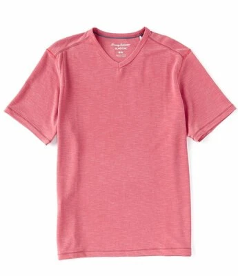 $44.99 • Buy Tommy Bahama Tropicool Paradise V-neck Spring Cherry Pink T-Shirt Men's Sz L
