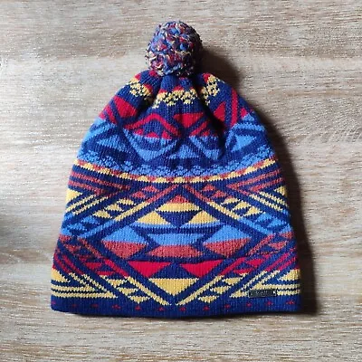 100% Merino Wool Bobble Beanie Hat Navajo Style Size S/M  • £9.99