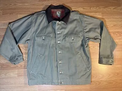 VTG Marlboro Mens Large Leather Collar Flannel Lined Denim Trucker Jacket • $69.99