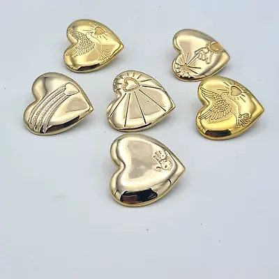 Six 'The Variety Club' Heart Shaped Gold Tone Badges 5 Different Designs • £5.99