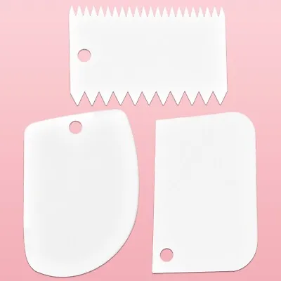 CAKE DECORATING SHAPING TOOL SET 3Pc Icing Smoother Fondant Cutter Bake Spatula • £2.98