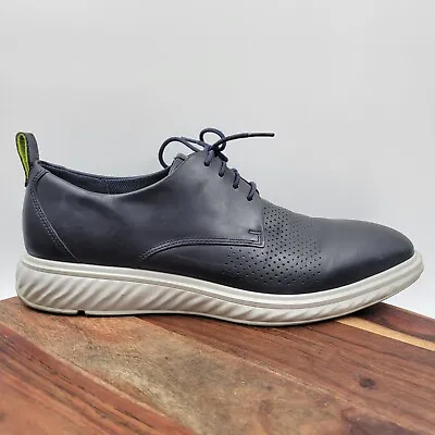 Ecco St 1 Shoes Men's 46 / 12 Blue Leather Comfort Lace Up Plain Oxford Sneakers • $59.97