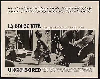 La DOLCE VITA Half Sheet Movie Poster 22x28 R1966 FELLINI MASTROIANNI EKBERG • $250