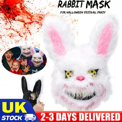 Bloody Rabbit Mask Creepy Scary Halloween Party Costumes White Bunny Cosplay New • £6.89