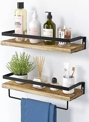 Wall Mounted Floating Shelves Home Office Storage Organiser Rustic Wood Shelf • $24.43