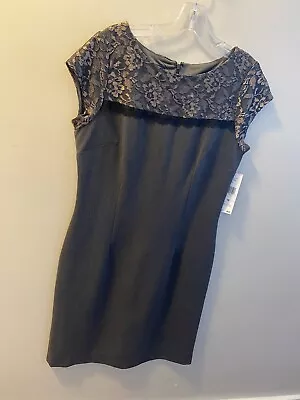 Nine West Dress Size 10 Charcoal W. Black Lace NEW WITH TAGS NWT $98 Macys • $12