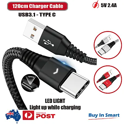 $1 • Buy Type C USB C Charging Cable LED Indicator Male Data Snyc Charger 120cm