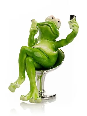 Keren Kopal Frog Taking A Selfie  Trinket Box Decorated With Austrian Crystals • $106