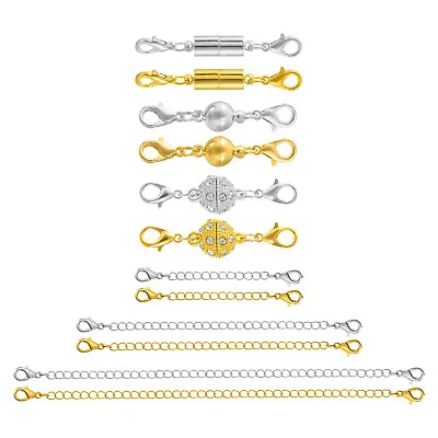 12Pcs Magnetic Jewelry Clasps Necklace Extenders Chain Lobster Clasp Silver/Gold • £8.80