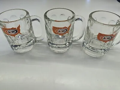 Vintage A&W Mini Root Beer Mug W Orange US Map Logo  4 1/2  Tall - Lot Of 3 • $10.99