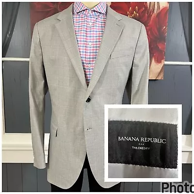 Banana Republic Blazer Mens 48L Long Slim Fit Polyester Blend Stretch Jacket • $89