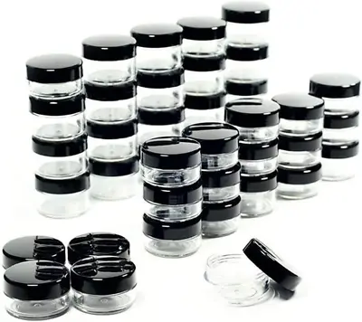 5 Gram Cosmetic Containers 50 Pcs. Sample Jars Tiny Containers With Lids (Black) • $12.46