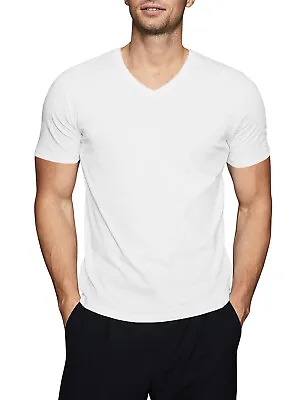 Mens V Neck T Shirts Short Sleeve Tee Solid Casual Premium Cotton Basic Daily • $8.99