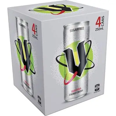 V Sugar Free Guarana Energy Drink Can 250ml X 4 Pack • $21