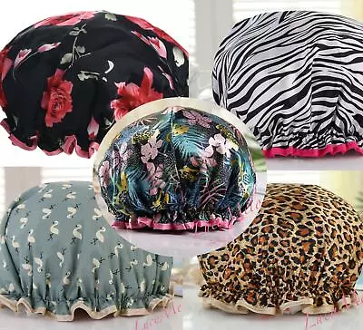 $7.74 • Buy 50 + Luxury Shower Cap Bath Hat Hair Sleep Care Womens  Waterproof Double Layer