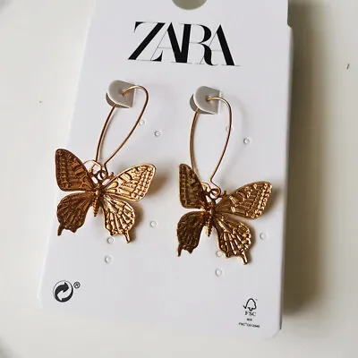 $8.59 • Buy New Zara Butterfly Drop Statement Earrings Gift Vintage Women Party Show Jewelry