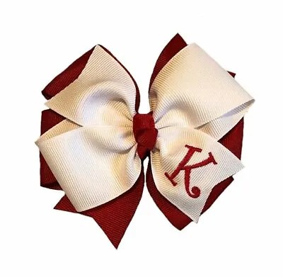 Red Monogram Hair Bow • $7