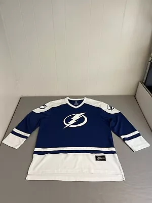 Tampa Bay Lightning Jersey Mens Large NHL Hockey Blue White V Neck Dri Fit Adult • $25.16