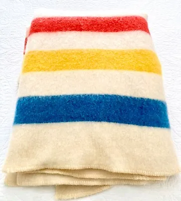 Vintage ORRLASKAN  Striped Blanket 100% Pure Wool  Approx 70”x80  • $52