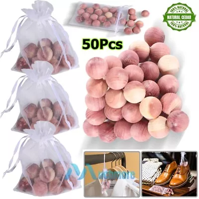 50x Red Cedar Wood Sachets 100% Natural Moth Repellant Balls For Clothes Storage • $14.87