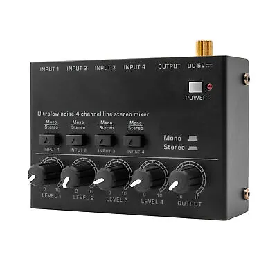 Ultra Low Noise 4-Channel Line Stereo Mixer For Microphone Guitar Keyboard L8Y2 • $18.97