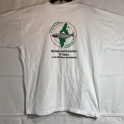 VTG 1998 Arctic Charr Symposium Russia Men's T Shirt XL White Tee Fish Logo Star • $20