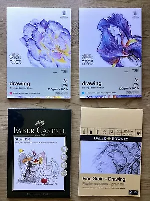 4 New Winsor & Newton Daler Rowney Faber Castell A4 Drawing Pads. • £10